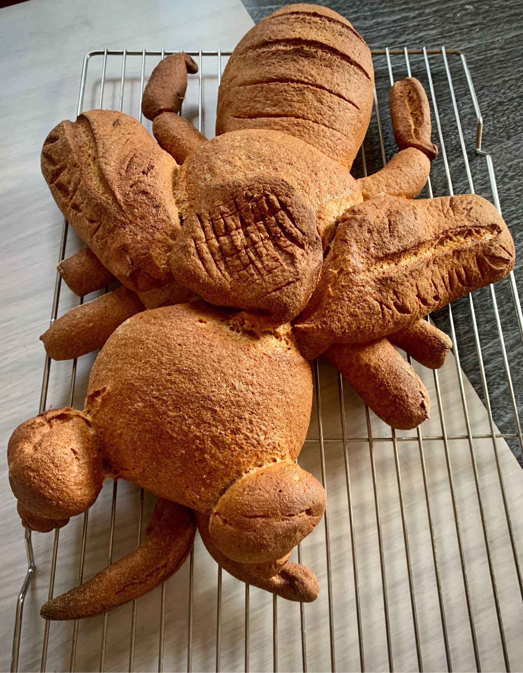 A bee made out of bread
